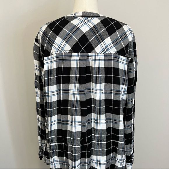Gap Half Button Black and White Plaid Shirt Dress - Picture 9 of 12